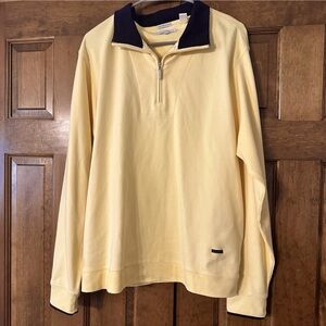 Alex Cannon Men's Yellow LS Polo Zip up with Black Collar and pockets